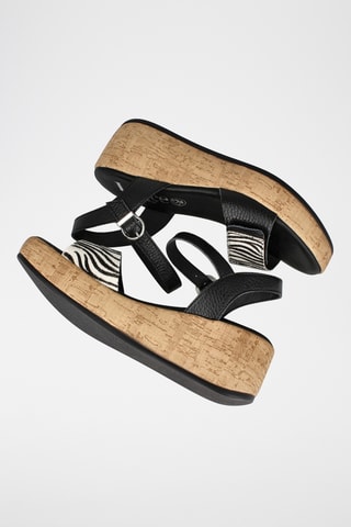 Sandales compensées en cuir Tudela - Noir