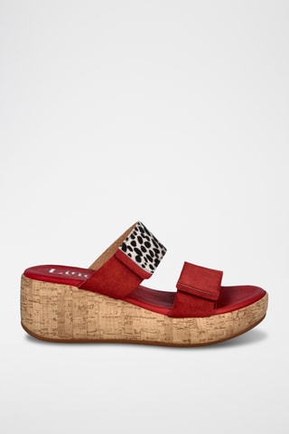 Mules compensées en nubuck Tudela - Rouge