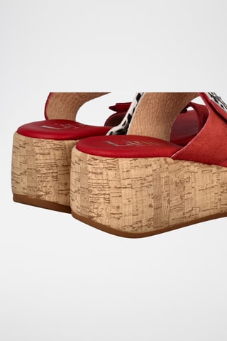 Mules compensées en nubuck Tudela - Rouge