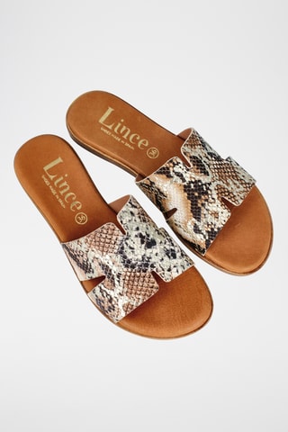 Mules en cuir Menorca - Marron et écru