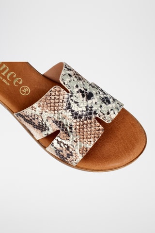 Mules en cuir Menorca - Marron et écru