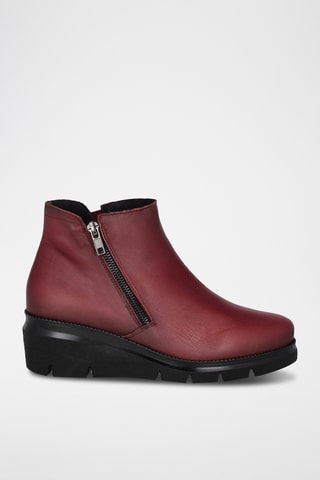 Bottines compensées en cuir Garbo - Noir et bordeaux