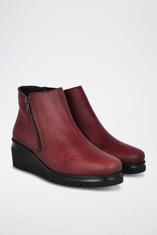 Bottines compensées en cuir Garbo - Noir et bordeaux