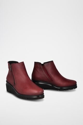Bottines compensées en cuir Garbo - Noir et bordeaux