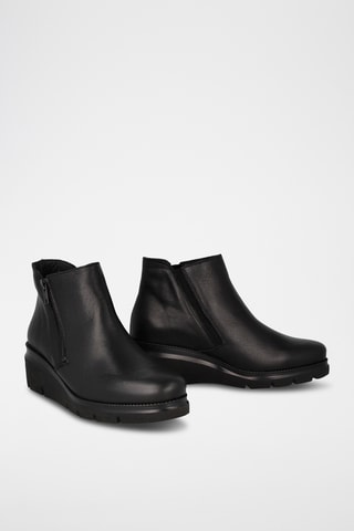 Bottines compensées en cuir Garbo - Noir