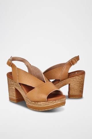 Sandales à talons en cuir Capri - Camel