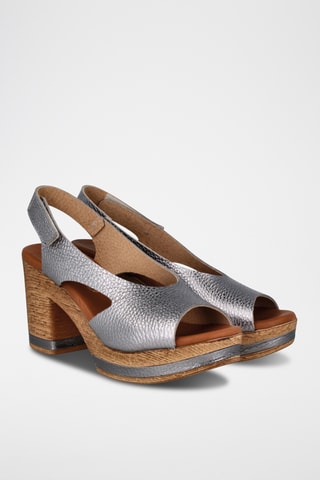 Sandales à talons en cuir Capri - Gris