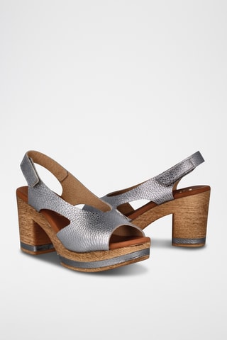 Sandales à talons en cuir Capri - Gris