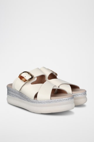 Mules compensées en cuir Bora - Blanc