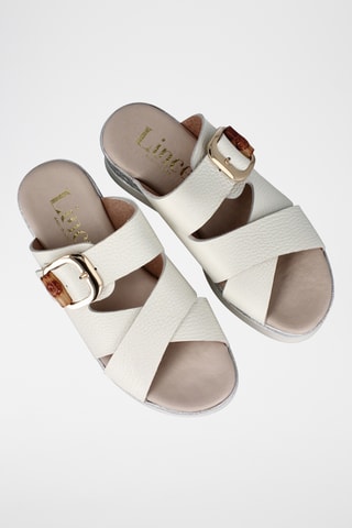 Mules compensées en cuir Bora - Blanc