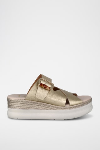 Mules compensées en cuir Bora - Doré