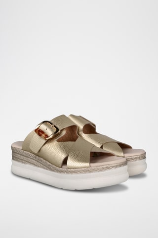 Mules compensées en cuir Bora - Doré