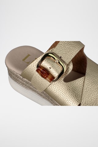 Mules compensées en cuir Bora - Doré