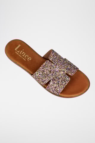 Mules en cuir Menorca - Argenté et rouge