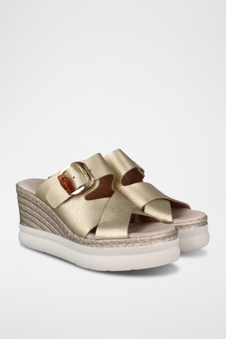 Mules compensées en cuir Elba - Doré