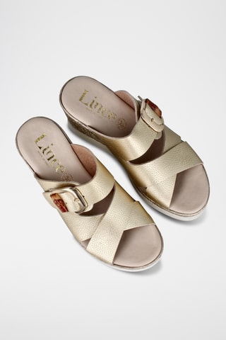 Mules compensées en cuir Elba - Doré