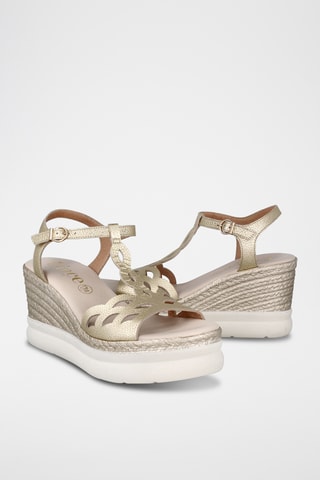 Sandales compensées en cuir Elba - Doré