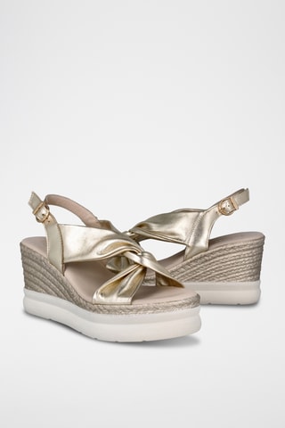 Sandales compensées en cuir Elba - Doré