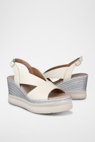 Sandales compensées en cuir Elba - Beige