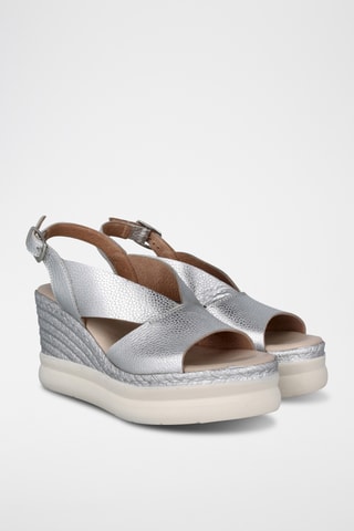 Sandales compensées en cuir Elba - Argenté