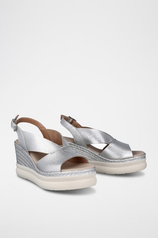 Sandales compensées en cuir Elba - Argenté