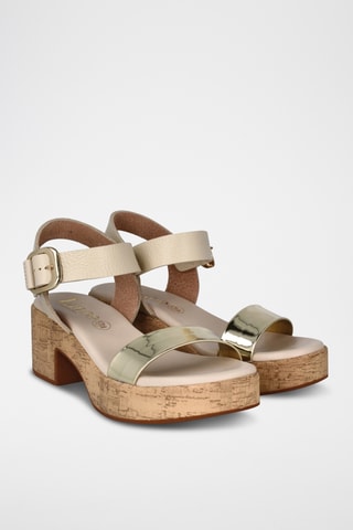 Sandales à talons en cuir Dante - Doré