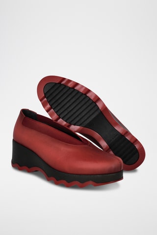 Ballerines compensées en cuir Mati - Bordeaux