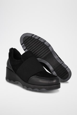 Slip-on compensés en cuir Mati - Noir