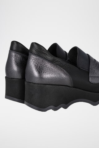Mocassins compensés en cuir Mati - Noir