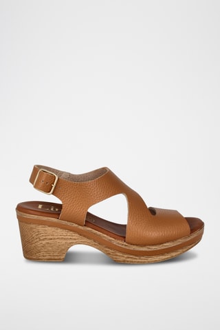 Sandales à talons en cuir Cerdeña - Camel