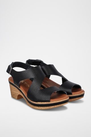 Sandales à talons en cuir Cerdeña - Noir