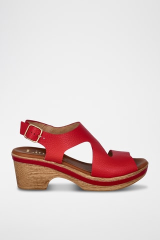 Sandales à talons en cuir Cerdeña - Rouge