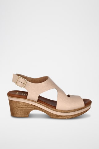 Sandales à talons en cuir Cerdeña - Beige