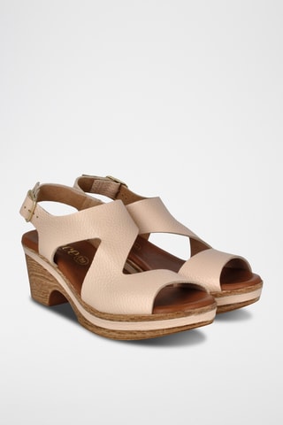 Sandales à talons en cuir Cerdeña - Beige