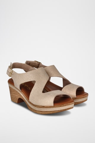 Sandales à talons en cuir Cerdeña - Beige