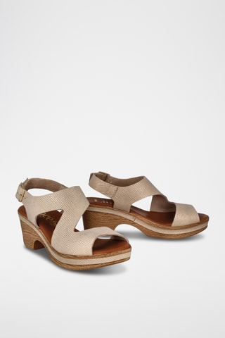 Sandales à talons en cuir Cerdeña - Beige