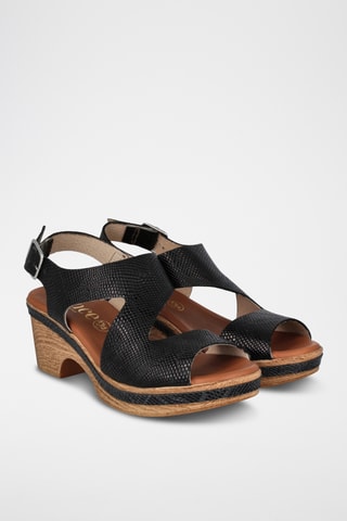 Sandales à talons en cuir Cerdeña - Noir