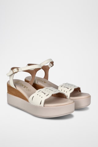 Sandales compensées en cuir Azores - Beige