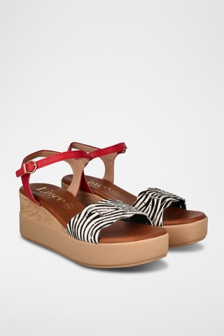 Sandales compensées en cuir Azores - Rouge