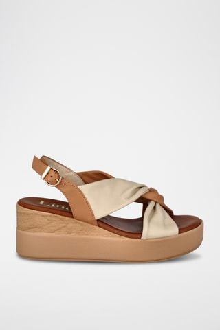 Sandales compensées en cuir Azores - Camel