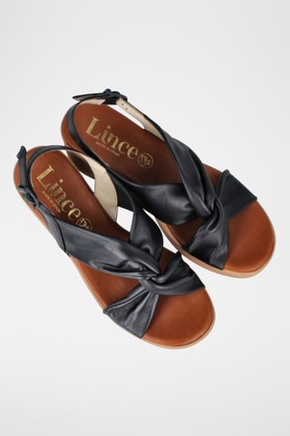 Sandales compensées en cuir Azores - Bleu marine