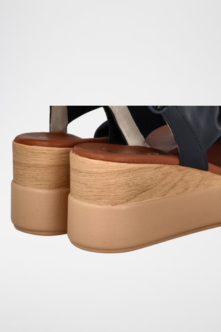 Sandales compensées en cuir Azores - Bleu marine