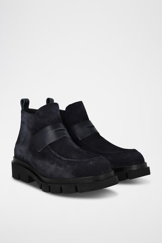 Bottines en cuir Aby - Bleu marine
