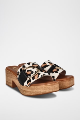 Mules à talons en cuir Abril - Ecru