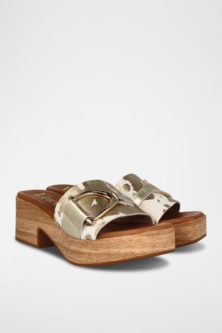 Mules à talons en cuir Abril - Doré