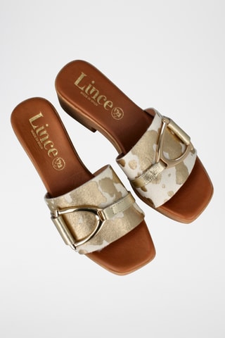 Mules à talons en cuir Abril - Doré