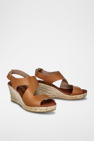 Sandales compensées en cuir Yuste - Camel