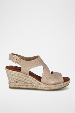 Sandales compensées en cuir Yuste - Beige