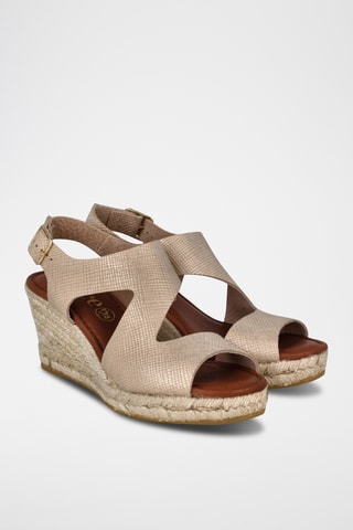 Sandales compensées en cuir Yuste - Beige