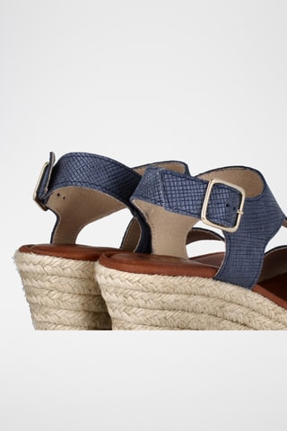 Sandales compensées en cuir Yuste - Bleu marine